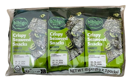 BIBIGO Crispy seaweed snacks wasabi 12x(3x5g) KR.