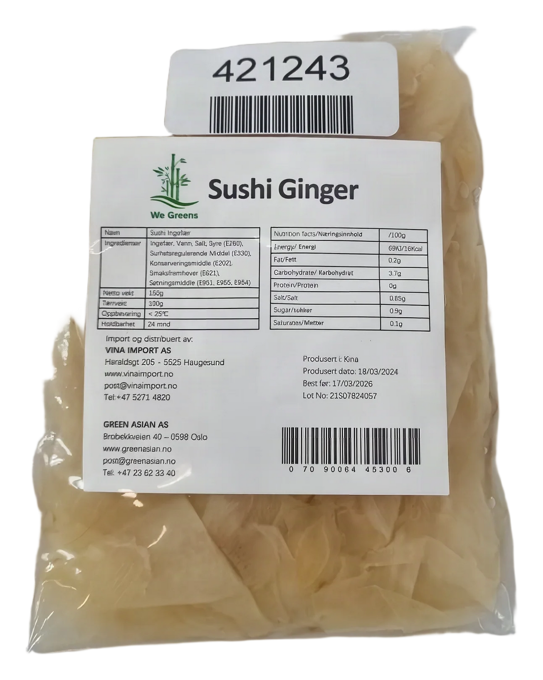 WeGreen Sushi ginger sliced 30x150g CN